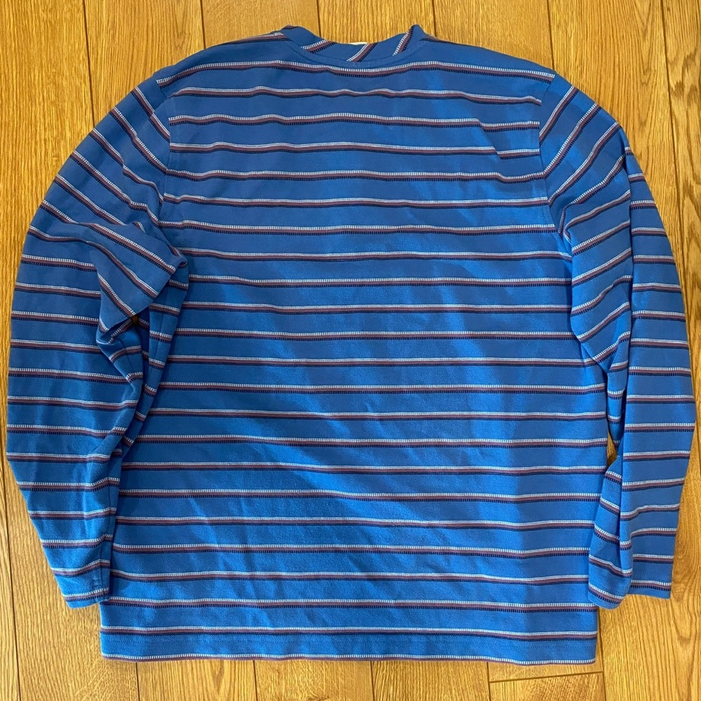 Brooks Brothers RF Pique Henley – Size Large, Blue, White, and Red Striped - Picture 3 of 6